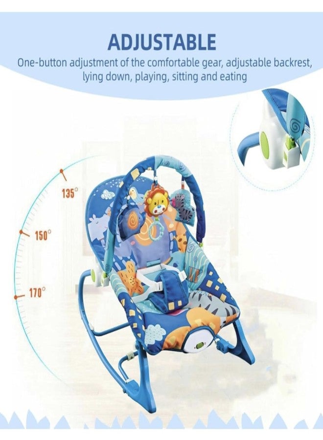 Richtots Premium Baby Rocker Chair Comfortable & Soothing Bouncer for Newborns. Multi-Position Recline, Vibrations, Removable Toys. Portable Design-Indigo (Blue Colour) - Image 3
